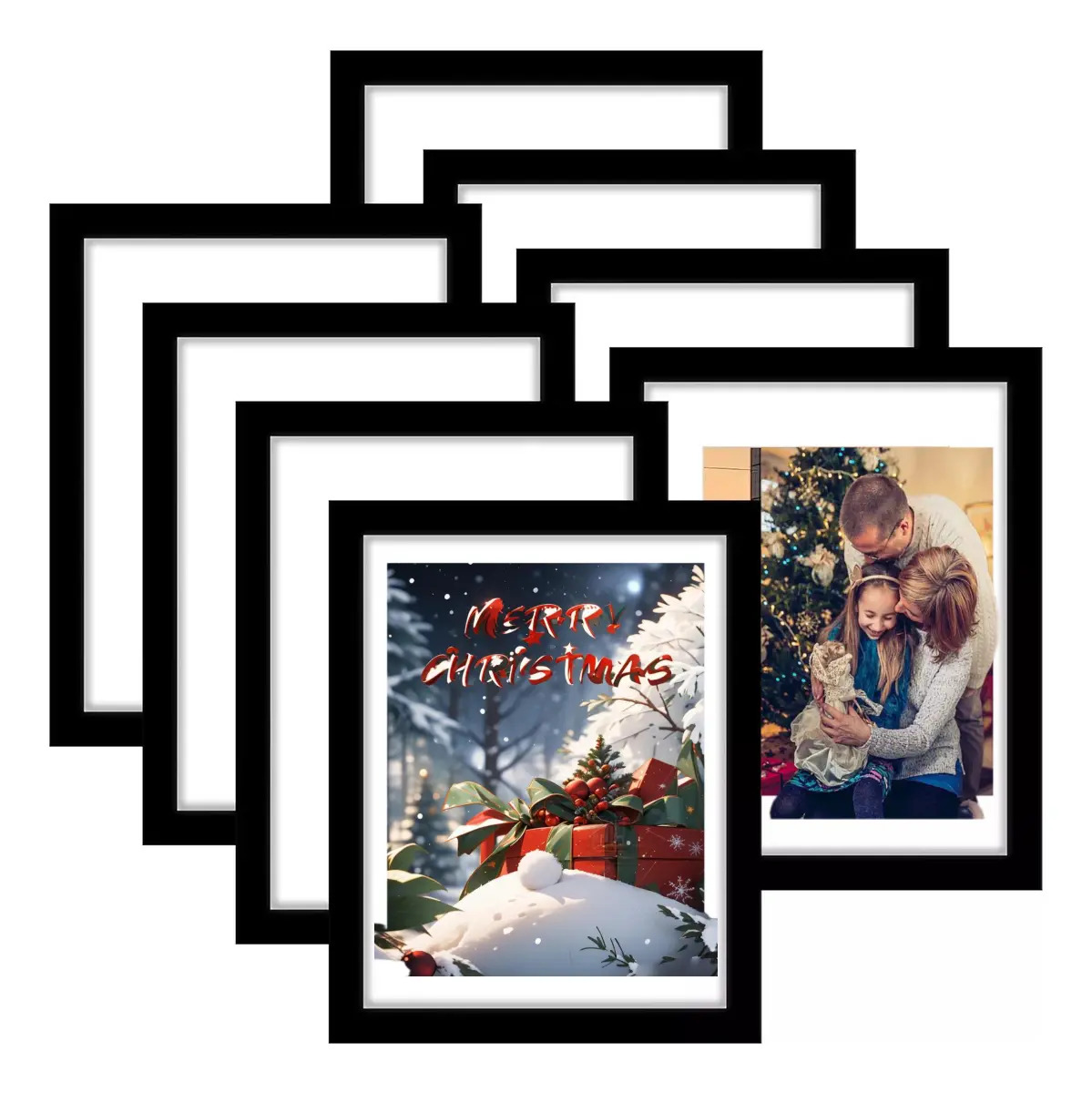 Imagen de Pack de 8 Marcos de Fotos Orrailita Home para Pared y Mesa, Negros de Madera de 8" x 10" con Vidrio