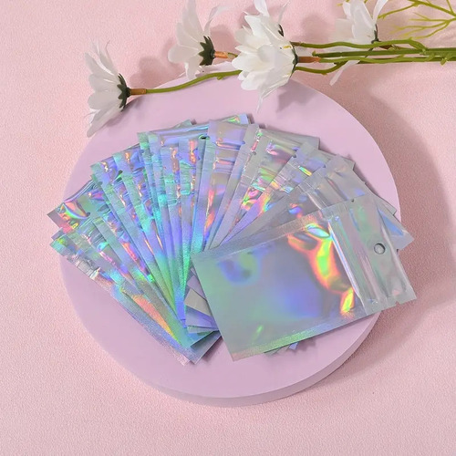 Pack De Bolsas De Mylar Holograficas Con Zipper · 10x6cms