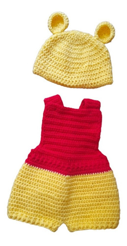 Conjunto Set Winnie Pooh Overol Bebes Tejido Crochet