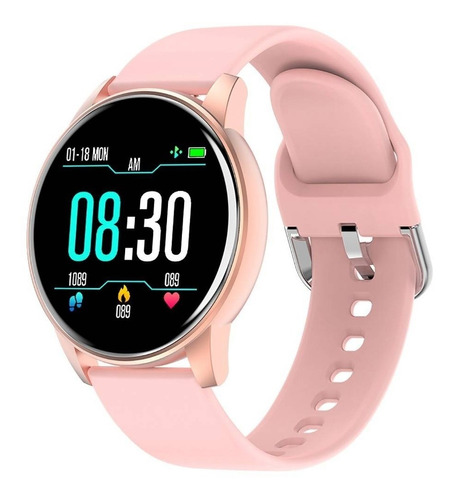 Smartwatch Makibes ZL01 1.3" caja 44.7mm de  plástico pc  pink, malla  pink de  silicona