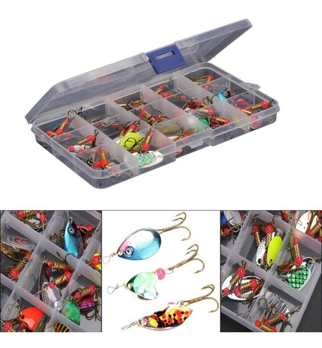 Set 30 Anzuelos Cucharita Señuelos Spinners Minnow Rio Lago