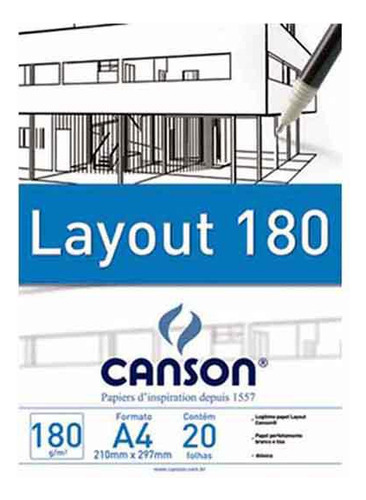 Bloco A4 Papel Layout 180 Gr Com 20 Fls