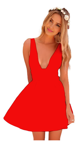 Vestido Corto Mujer Escote V Casual Tirantes Moda Casual