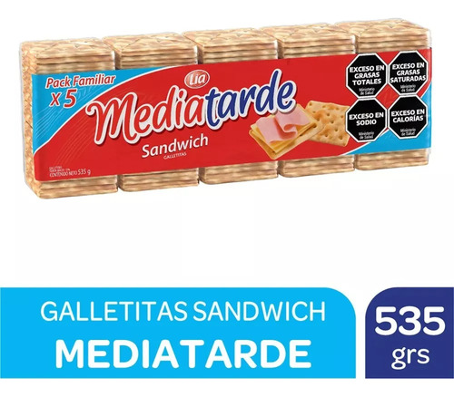 Galletitas Crackers Media Tarde Sandwich 535grs X 5 Unidades