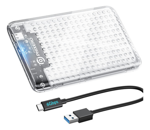 Phixero Caja De Disco Duro De 2.5 Pulgadas, 6 Gbps Usb 3.1 G