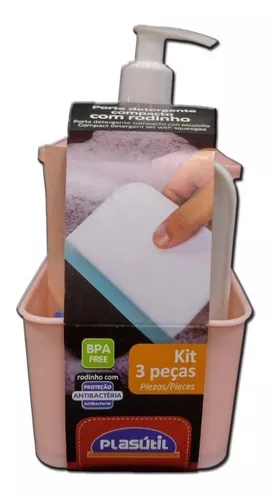 Dispenser Dosificador Detergente Jabon Porta Esponja Pettish