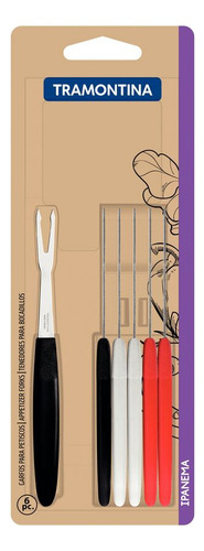 Conjunto Garfo Petiscos Coloridos Inox Tramontina 6 Peças