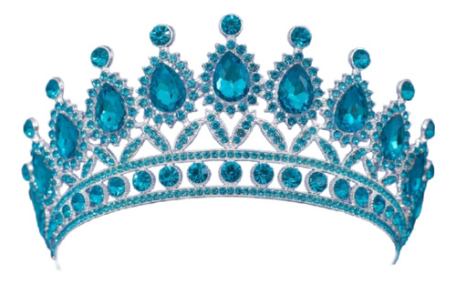 Corona Plata Azul Cielo Novia Xv Quinceañera Princesa Reina
