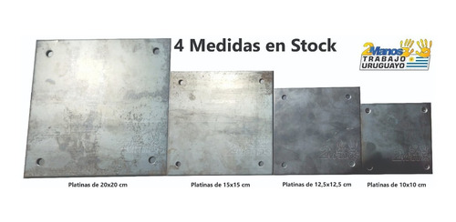 Imagen 2 de 6 de Platina Placa De Hierro Perforada Base 10x10 Cm Para Soldar