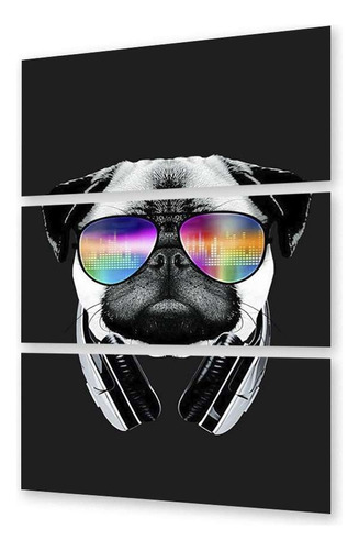 Cuadro Trip 40x60 Animales Perro Pug Dj Anteojos Musica