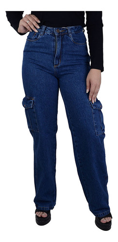 Calça Feminina Consciência Jeans Wide Leg Cargo - 22186
