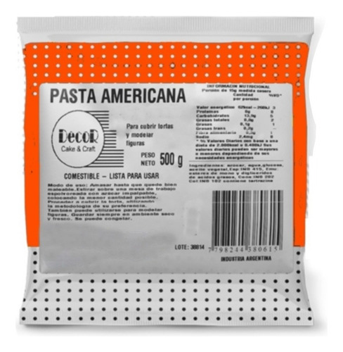 Pasta Americana Para Forrar Naranja X500g
