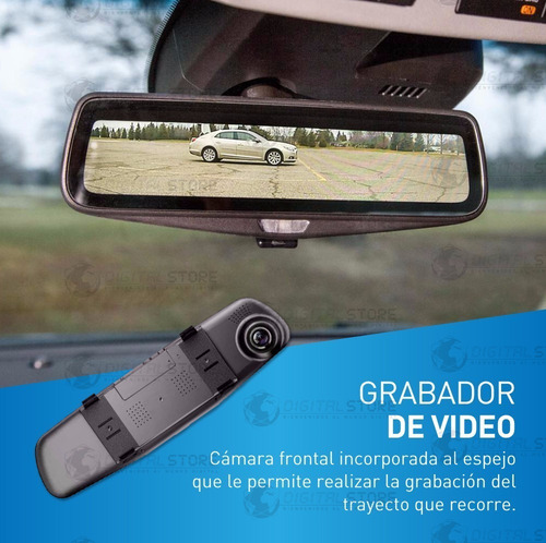 Espejo Retrovisor Camara Frontal Testigo Para Auto Hd + Camara Trasera Video Filmadora
