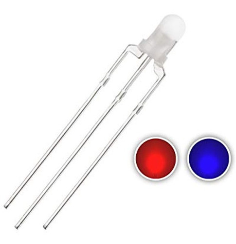 Kit X10 Led 3mm Bicolor Azul Rojo Alto Brillo Catado Comun - Lente Water Clear 