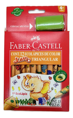 Lápices De Color Fab Castell X12 Jumbo Triangulares+sacapunt