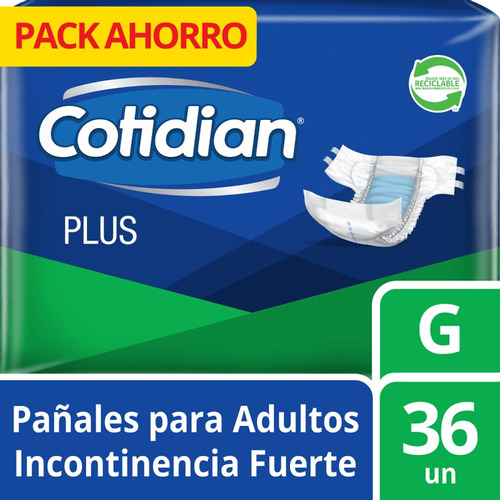 Pañal Adulto Cotidian Plus 72 Uni. Incontinencia Fuerte