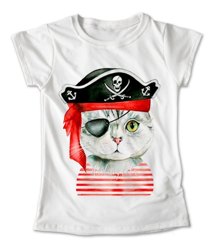 Blusa Animal Colores Playera Estampado Gato Pirata #161
