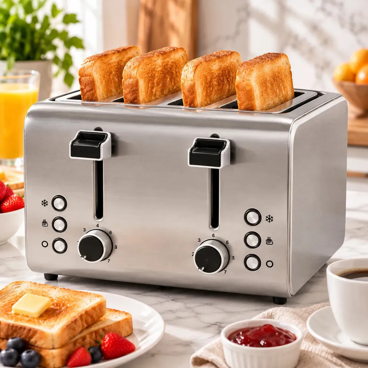 Torradeira Premium Inox 4 Fatias 1500w - Peabody Prateado