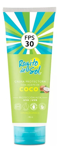 Crema Protectora Solar Aceite Coco Fps30 190gr Rayito De Sol