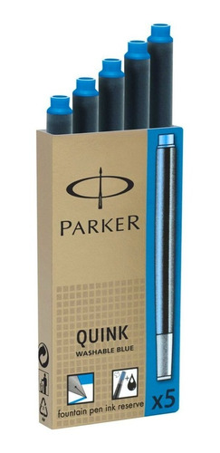 Caja Cartuchos Parker Para Pluma Azul Lavable O Negro X5u.