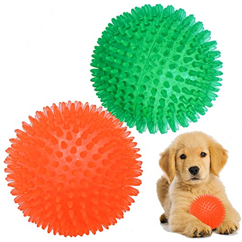 Lmhce Squeaky Dog Balls, 4.5  Spikey Dog Toys Para Masticado