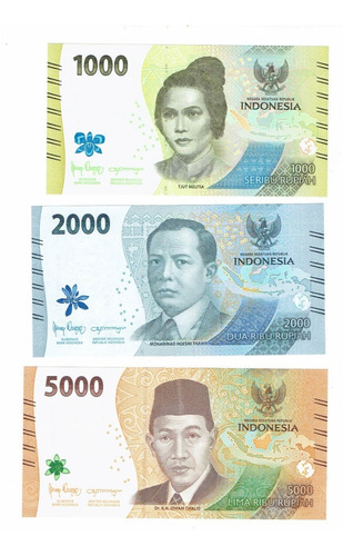Billetes (3) De Indonesia, 1000, 2000 Y 5000 Rupias. Jp