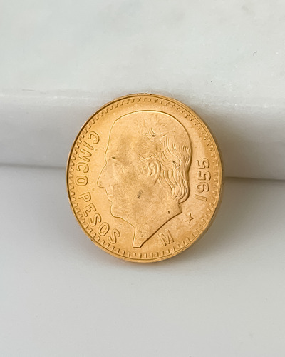 Moneda Hidalgo Oro Cinco Pesos 1955 Mexico Inversion Ahorro (Usado)