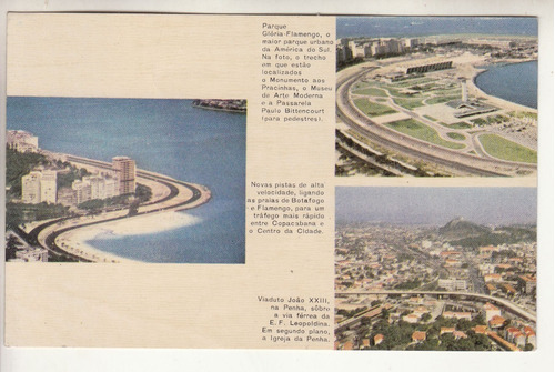 1964 Postal Rio De Janeiro Con 3 Vistas Nuevas Obras Brasil