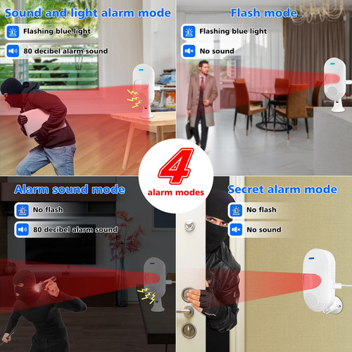Detector De Infrarrojos Con Alarma De Luz Y Sonido Wifi Pir