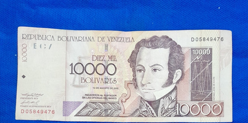 Billetes Antiguo De Venezuela De 10000 Bolivares, Buen Estad