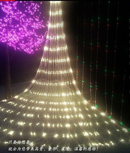 Imagen 3 de 4 de Cortina Cascada 320 Luces Led Calida 3x3 Mt Interconectable