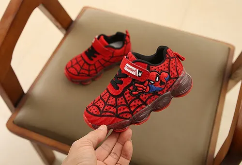 Zapatos Con Luz Spiderman Para Niños Zapatos Con Luz Led