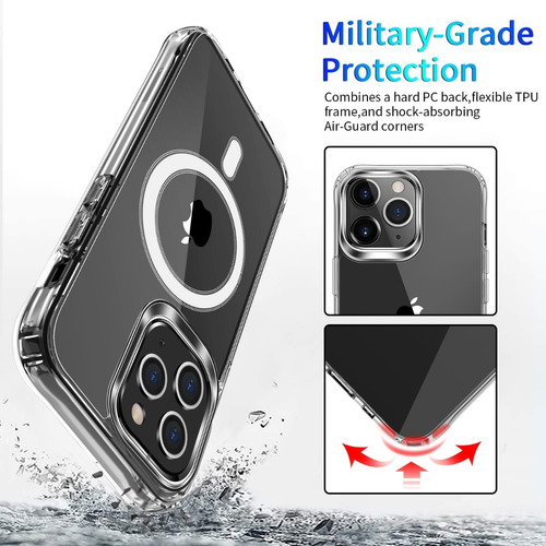 Imagen 2 de 6 de Carcasa + Lamina Para iPhone 13 Pro Magsafe Transparente