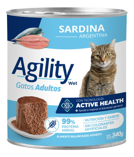 Agility Gato Adulto Sardina Lata X 340g X 6 Unidad.