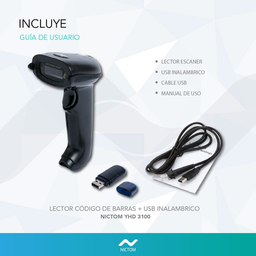 Lector De Código De Barras Nictom Yhd-3100 1d 5v Negro