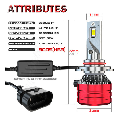 Kit De Faros Led 9005 Haz Alto/bajo Canbus 40000lm 110 W