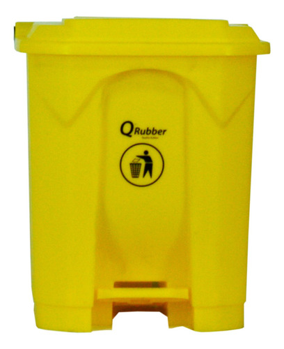 Contenedor De Basura Qrubber 30lts. Amarillo Con Pedal