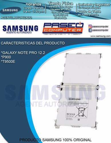 Bateria Samsung Galaxy Pro 12.2  Agente Autorizado Samsung