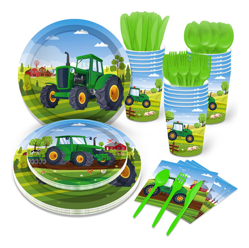Kit Vajilla 141 Pieza Tematica Tractor Granja Incluye Plato