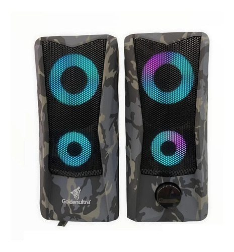Caixa De Som Pc Gamer Subwoofer Camuflada Rgb 12w Premium Cor Cinza
