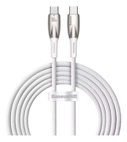 Cable Baseus Usb-c A Usb-c 100 W Carga Rápida Pd 2mts Blanco