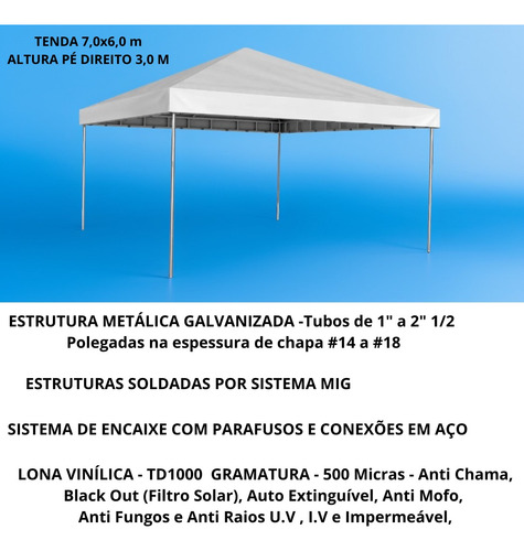 Tenda Piramidal 7x6 M Completa Com 01 Fechamento-lateral Pvc