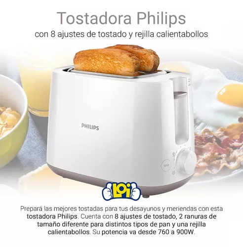 Philips Tostadora, 2 Ranuras, 8 Ajustes, Rejilla Calientabollos