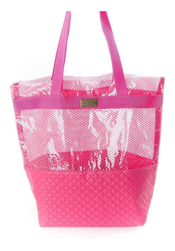 Bolsa Sacola Feminina Impermeável Lisa Alça Fixa Piscina Cor Rosa