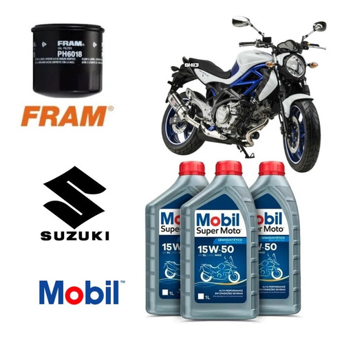 Gladius 650 Kit Troca De Óleo Suzuki Mobil 15w50 Ph6018