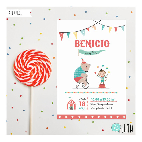 Kit Imprimible Circo Deco + Candy Bar