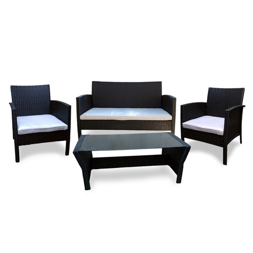 Set Living Jardín 4 Piezas Rattan  Negro