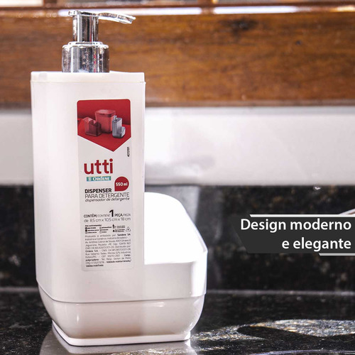 Porta Detergente Dispenser 550ml E Compartimento P/ Esponja