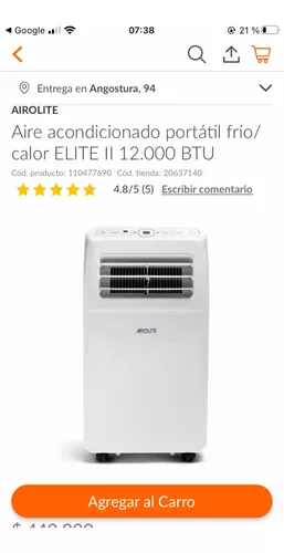 Aire Acondicionado Portátil Frío-Calor Airolite Elite Pro 12.000 BTU/ Wifi