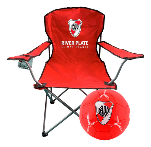 Silla Plegable Infantil Futbol Combo Con Pelota Boca River